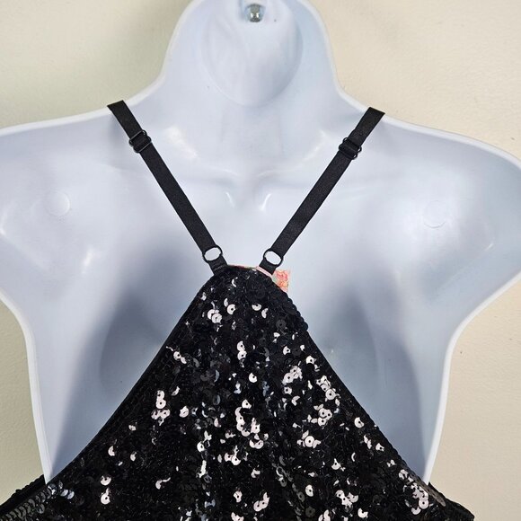 Maner Womens Glitter Sequin Dress Adjustable Spaghetti Straps Size Large Party - Picture 7 of 13
